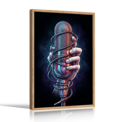 Microphone, reproduction d'art sur toile, ensemble de 1