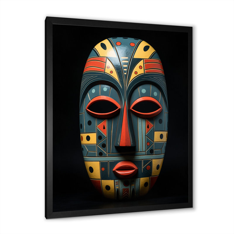 Masque africain tribal Izaiha - impression, Cadre photo noir, H 20 po x l 12 po x P 1 po