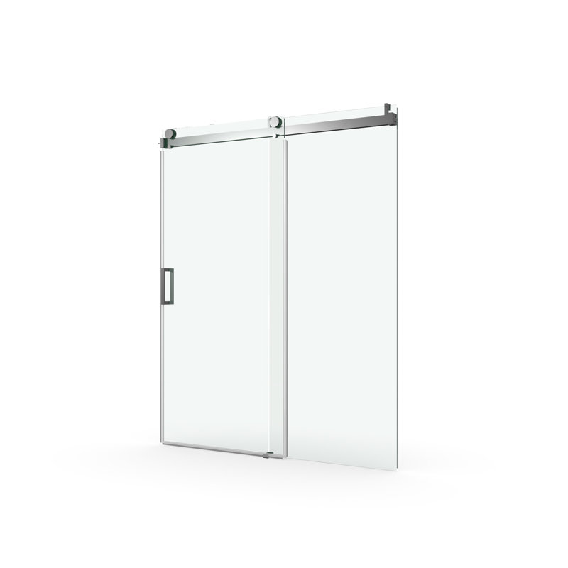 56" - 60" W X 76" H Frameless Soft-Closing Single Sliding Shower Door, 3/8" (10Mm) Tempered Glass With Easy-Cleaning Coating