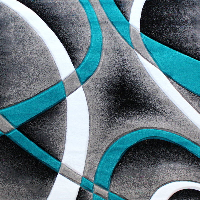 Skakli Modern Ribboned Design High-Low Pile Abstract Area Rug, Runner 2'9" x 10'