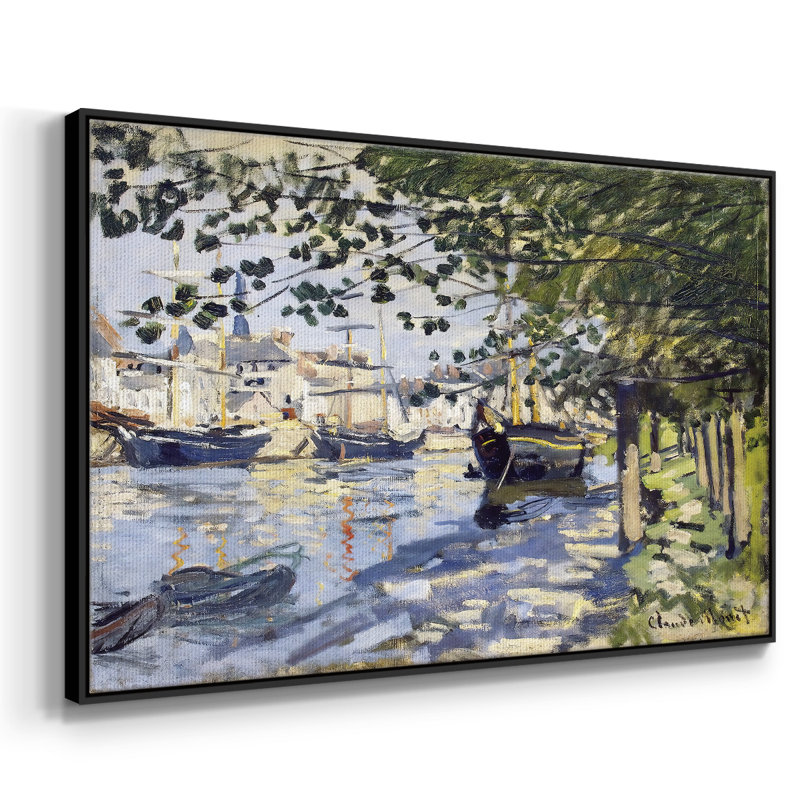 "La seine à Rouen", 1872, reproduction encadrée sur toile, H 17 po x l 25 po x P 2 po, Noir
