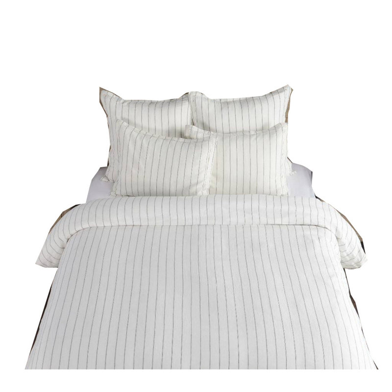 Eberly Striped Linen Duvet Cover, Queen Duvet Cover, Ivory
