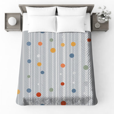 Couvre-lit matelassé à pois avec rayures