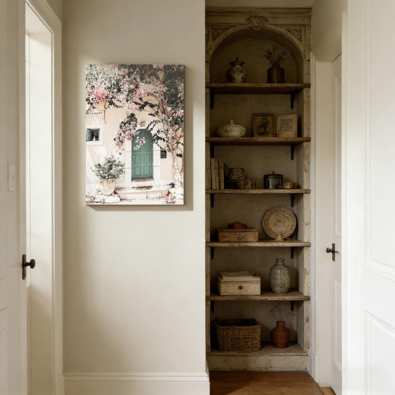 «Relaxing Blooming Pink Flowers», art de mur en bois massif avec encadrement en bois massif (16 po x 24 po)