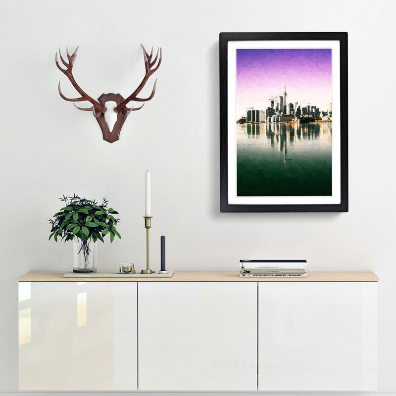 Skyline of Toronto in Canada in Abstract - Picture Frame Graphic Art Print, 87cm H x 62cm W x 2cm D, Black Framed
