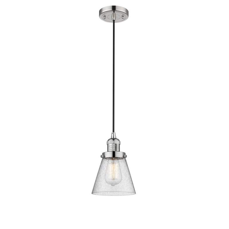 Luminaire suspendu conique à 1 lumière Seaham, Nickel poli