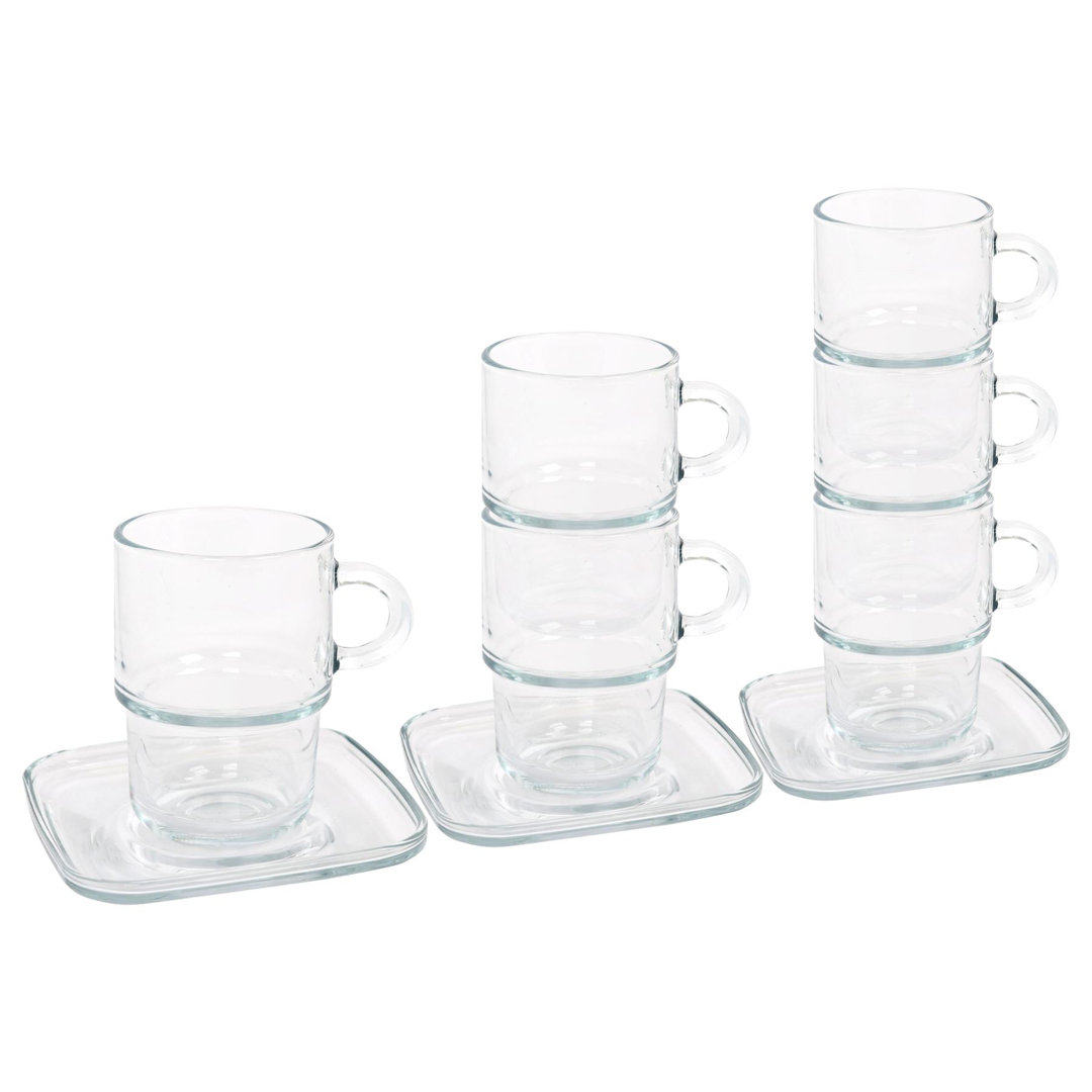 B&Q - Lav 12Pc Cozy Stacking Glass Coffee Cups & Saucers Set350Ml - Image 2