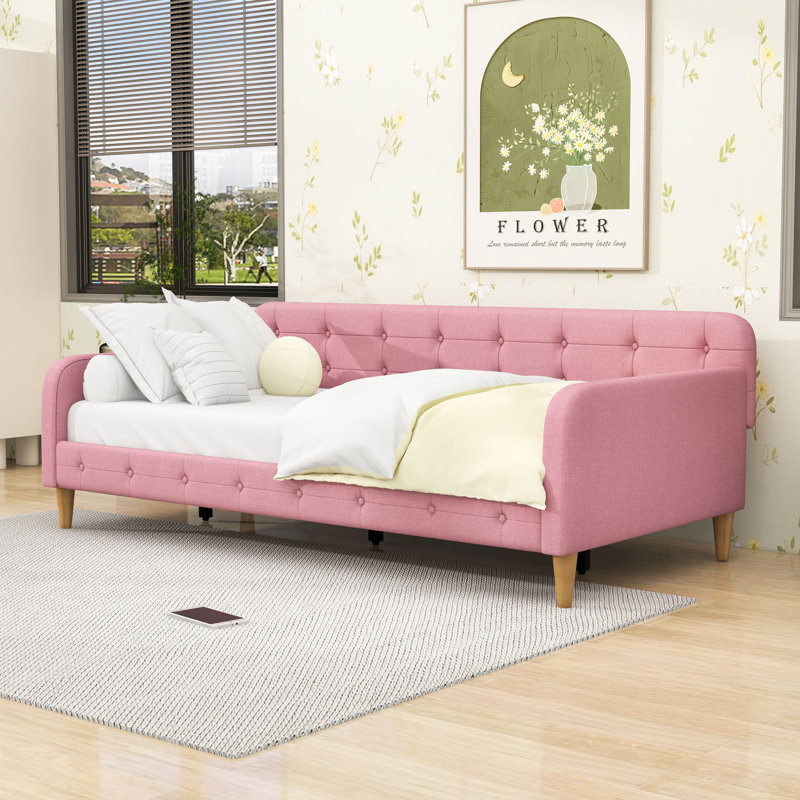 Lit de jour rembourré au design polyvalent, Lit simple, Rubine