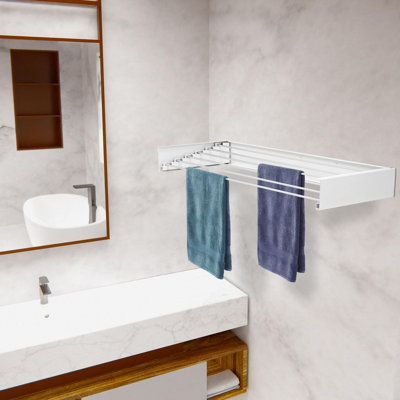 100Cm Versatile Laundry Drying Rack Indoor And Outdoor Use - Retractable And Collapsible Design - Large Hanging Space - Durable Powder-Coated Iron Plate Construction With 6Pcs Aluminium Bars