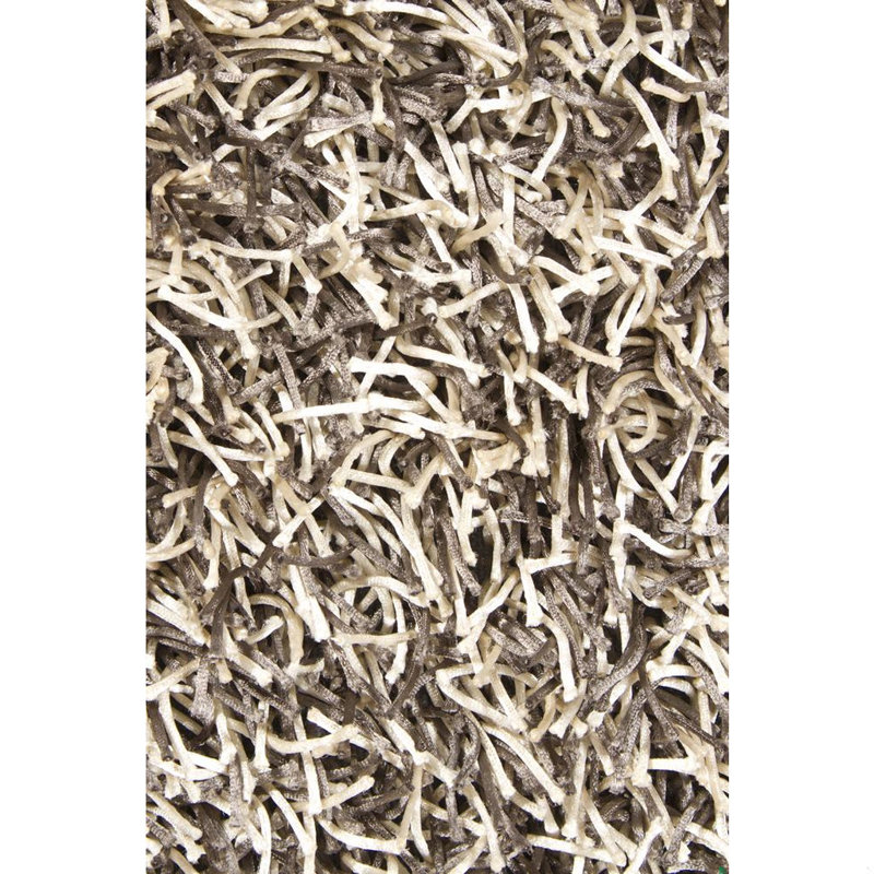 Heston Authentic Hand Woven Handmade Triple-Mixed White, Silver & Gray Modern Abstract Polyester Shag Area Rug
