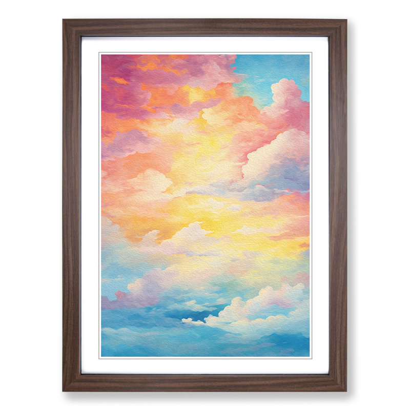 Single Picture Frame Print on Wood, Walnut Framed, 34cm H x 25cm W