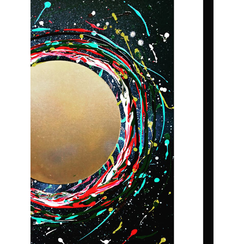 A Part of Space, acrylique et technique mixte avec cadre - art mural cosmique contemporain 16 po x 16 po par Ashish Agarwal