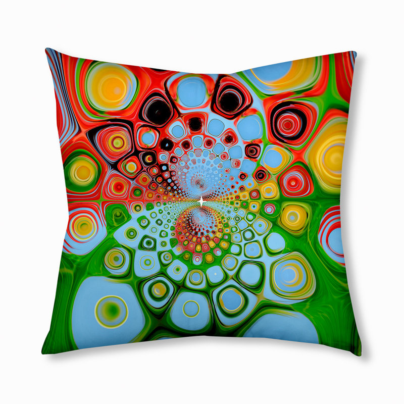 65_Oreiller de sol touffeté à motif de bulles bohémiennes et éclectiques, 26 po x 26 po