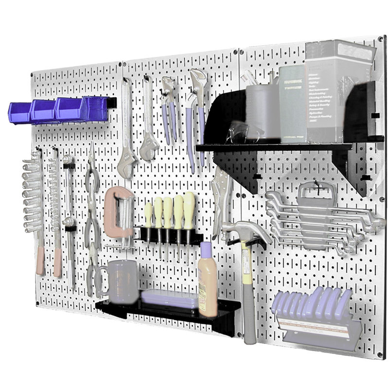 Pegboard Standard Tool Storage 32" H x 48" W Kit, White and Black