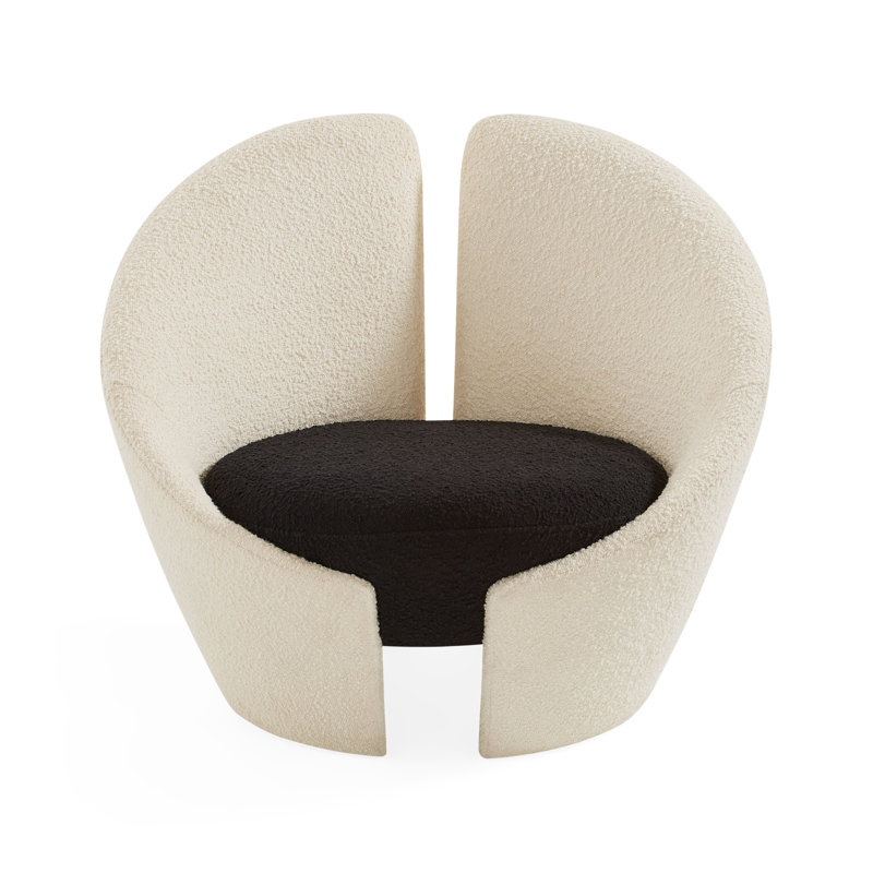 Marais Boucle Lounge Chair, Ivory/Ebony Boucle