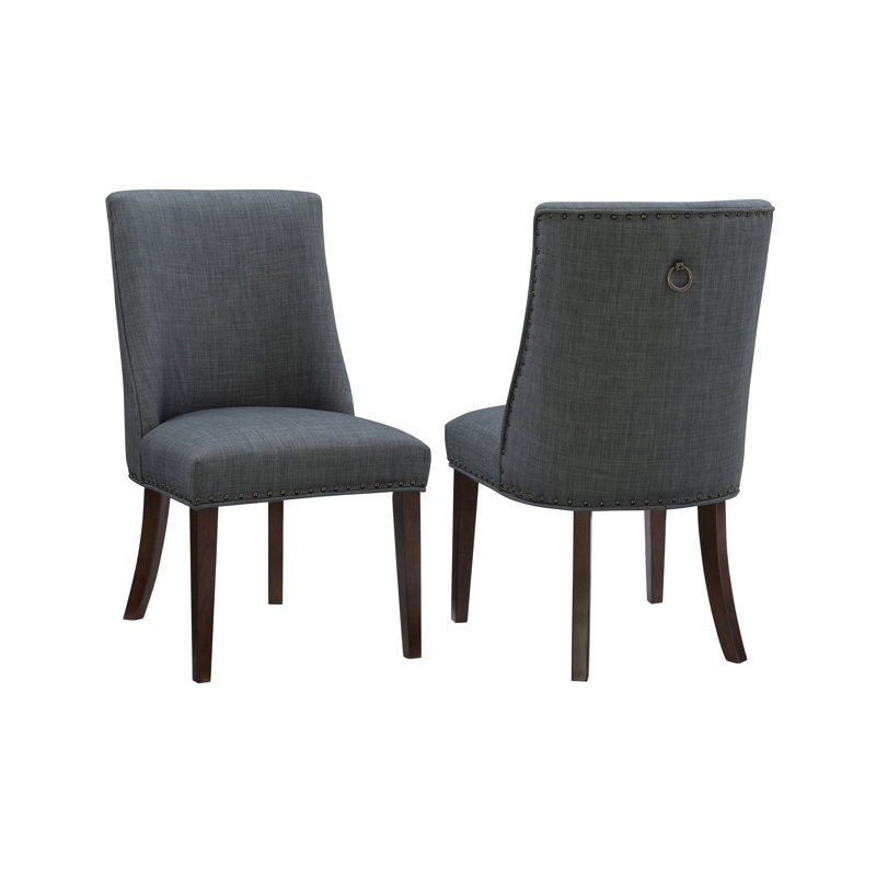 Ehrhart Upholstered Dining Side Chair, Gray, Espresso