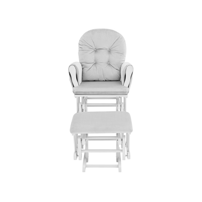 Fauteuil oscillant avec repose-pieds Mason, Gris clair, Blanc