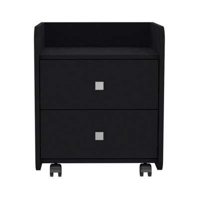 Nightstand Csmet, Metal Handle, Two Drawers, Nightstand