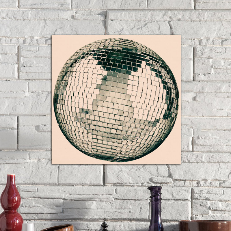 «Modern Disco Ball», impression sur toile, H 26 po x l 26 po x P 1,5 po, Pas de tapis, Toile tendue