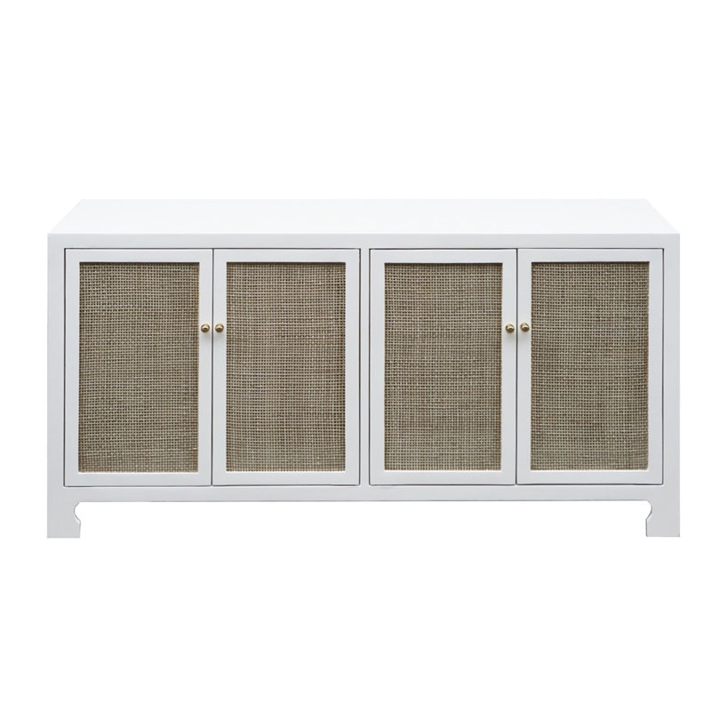 Sofia 58'' Contemporary White Lacquer Media Cabinet with Adjustable Shelving