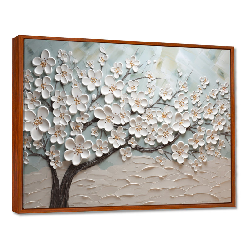 Dogwood Serenity Magical Tree IV On Canvas Print, 24" H x 32" W x 1" D, Brown Floater Framed