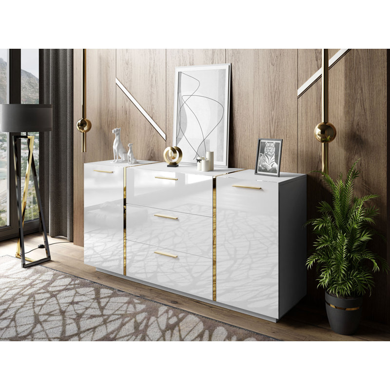 Aleece 158cm W 3 - Drawer Chest of Drawers, White