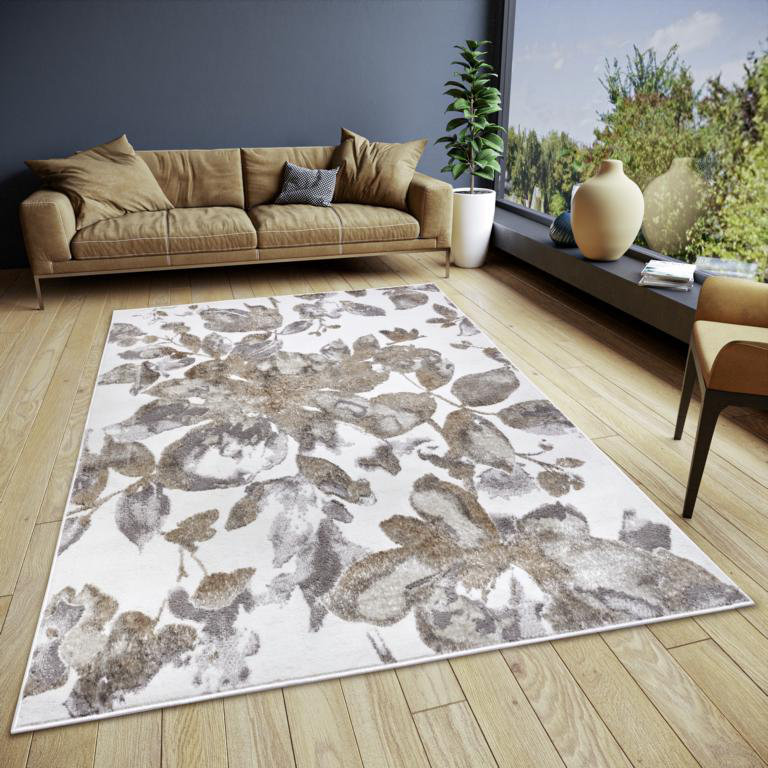 Shine White/Grey/Brown Rug, Rectangle 160 x 235cm