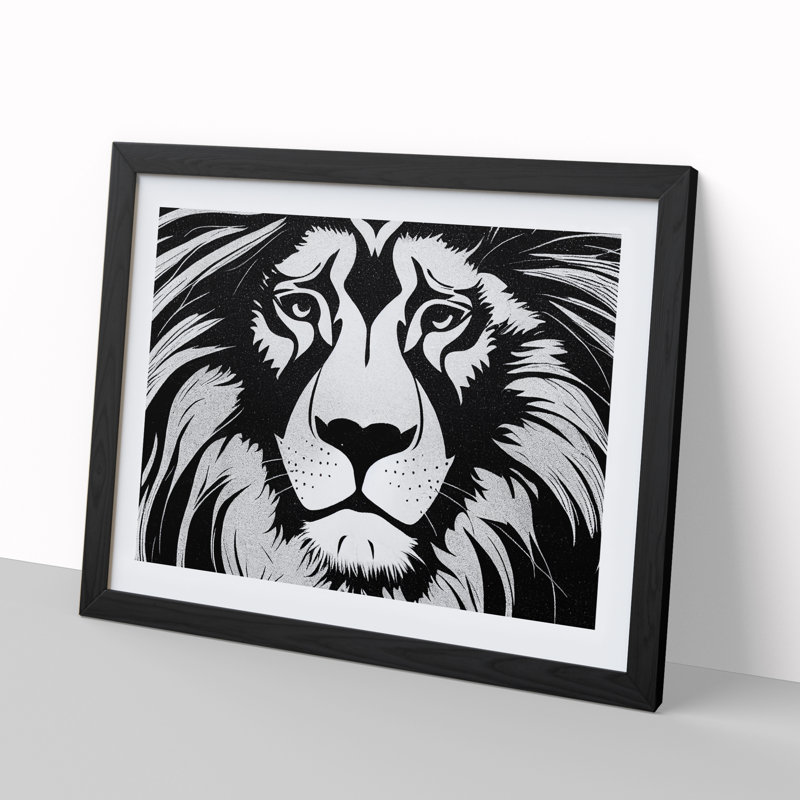 A Remarkable Lion - Single Picture Frame Print, 25cm H x 34cm W, Black