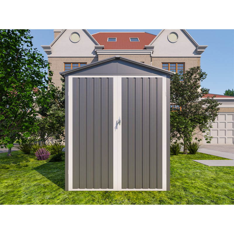 Remise de rangement d'extérieur pour motos avec fenêtre, sans rails ni accessoires, gris et blanc