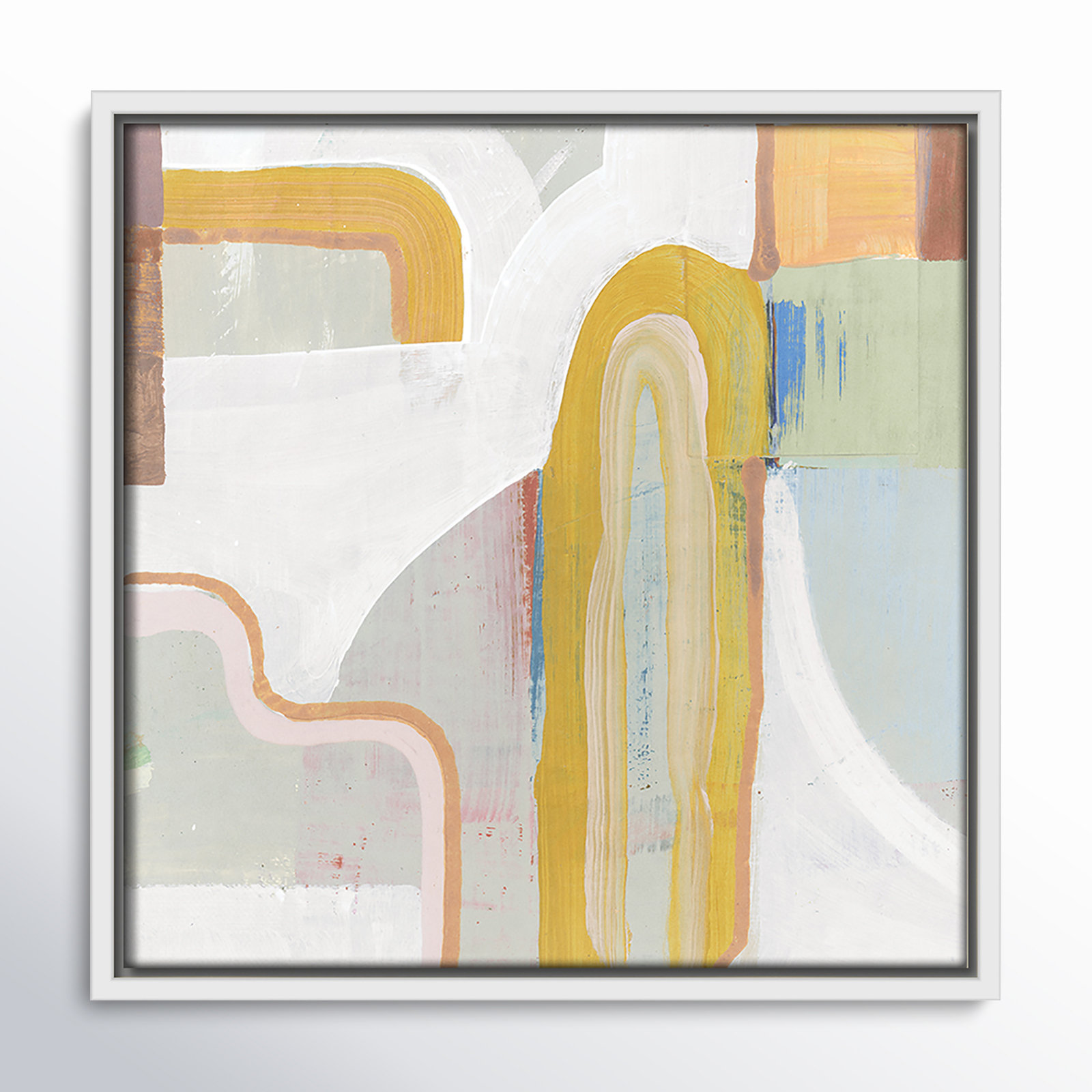 Copeland "Together Again II" Painting by Cartissi, 17.5" H x 17.5" W x 2" D, White