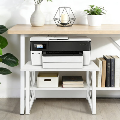 Support pour imprimante robuste avec rangement, organisateur de bureau polyvalent et support pour bureau personnel, fax, copieur, scanneur et fournitures