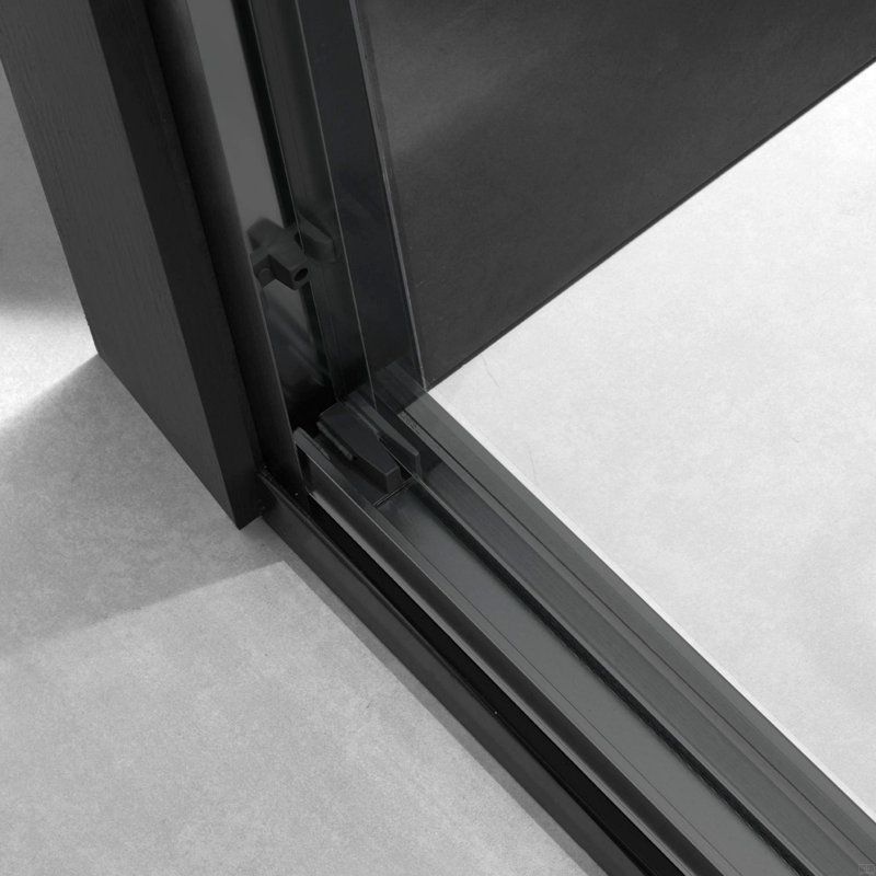 Porte de douche coulissante sans cadre H 74 po avec verre trempé de 6 mm, Matt Black