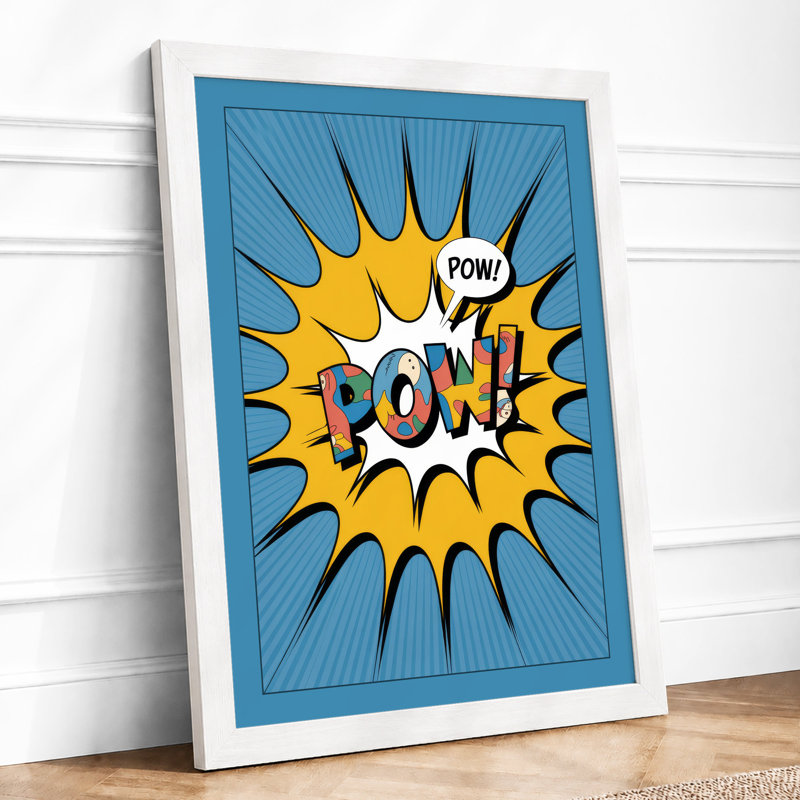 Comic Explosion Burst Retro - Framed Print, A1 - 84.1 x 59.4 cm, White