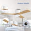 Ventilateur de plafond encastré 48 po 3 pales en bois massif sculpté 6 vitesses CC réversible silencieuse pour l'intérieur avec ensemble d'éclairage à intensité variable et télécommande, grain de bois et blanc-710460086-710460073