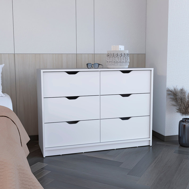 Commode H 30 po, commode 4 tiroirs avec 2 armoires inférieures, commode blanche, Blanc