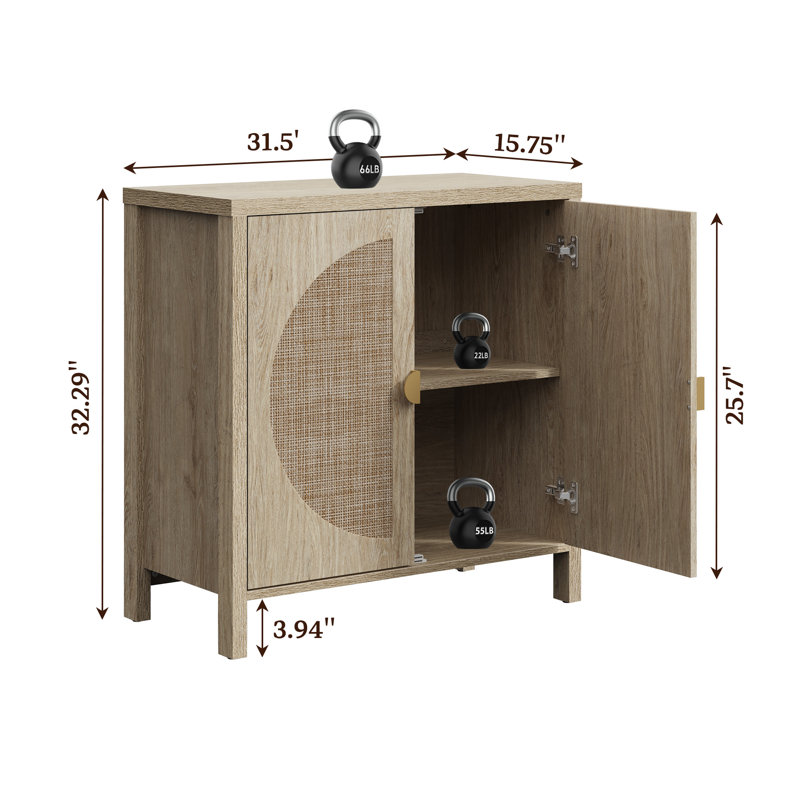 Rattan Sideboard With 2 Doors And Adjustable Shelves