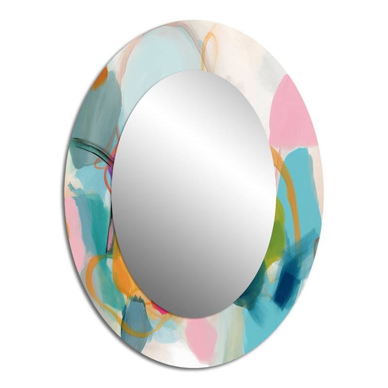 Miroir mural moderne rose et bleu Minimalims Fludity V, 40" x 30"