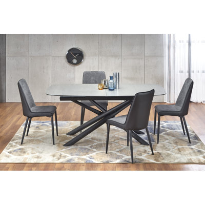 Adlen Glass Top Metal Base Dining Table