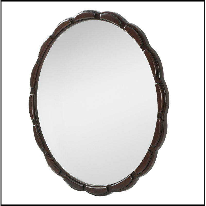 Parrett rond avec cadre en bois, Noyer brun