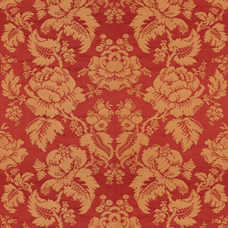 Moulins Silk Fabric, Rouge/Ivoire