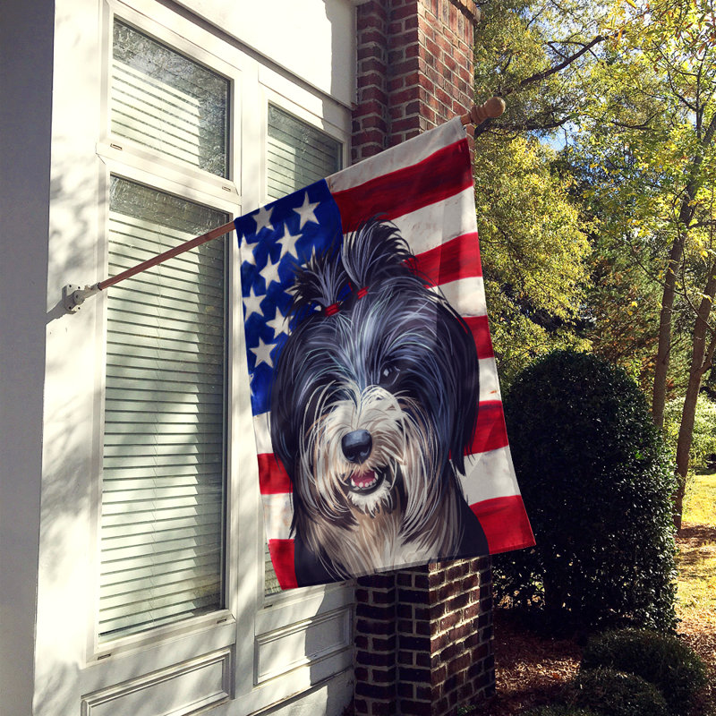 Polyester à 2 côtés 28 x 40 po drapeau maison, Terrier tibétain
