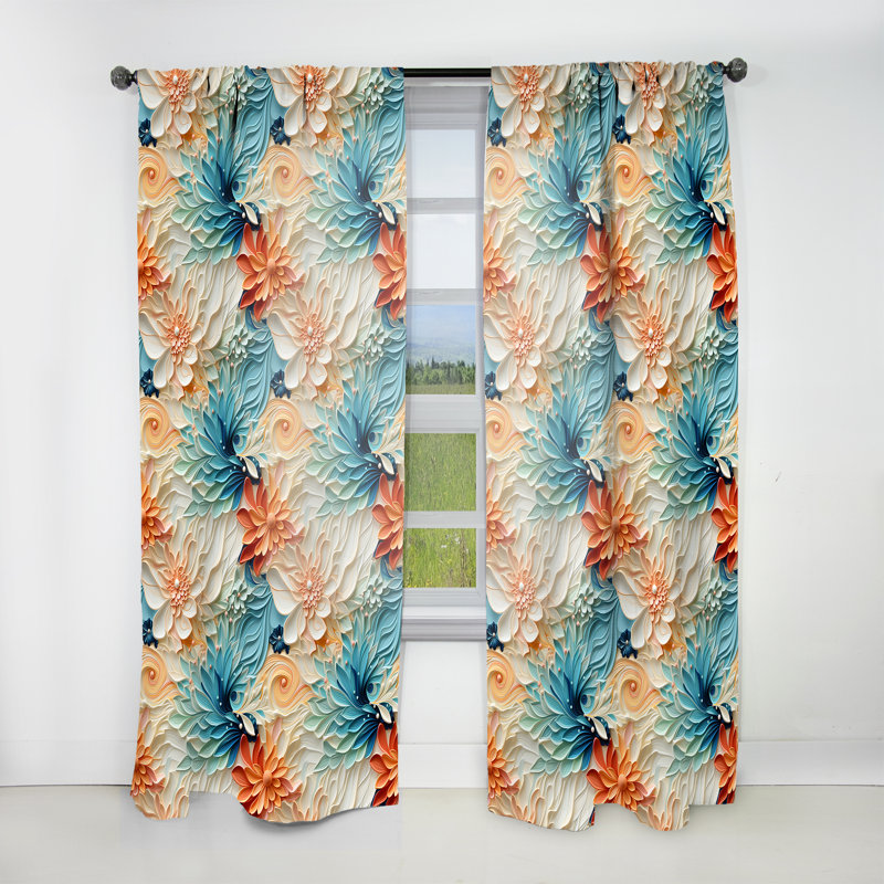Desert Mirage Paisley Pattern IV - Floral Curtain - Room Darkening Floral Curtain - 1 Panels, 52" W x 95" L