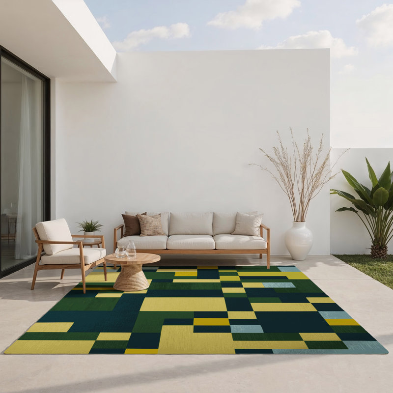 Geometric Grove Indoor And Outdoor Area Rug, Rectangle 1'6" x 2'6"