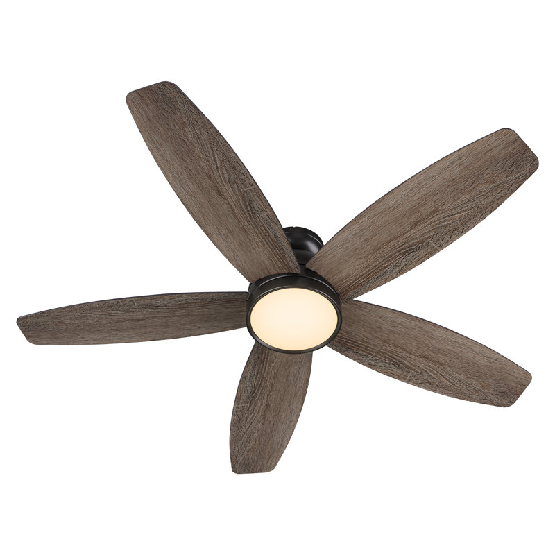 52'' Ceiling Fan with LED Lights, Black, Gray Oak