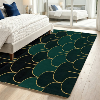 Tapis abstrait géométrique, tapis de sol intérieur antidérapant lavable à la machine, motif à vagues moderne pour le salon, la chambre à coucher, le vestibule, le bureau personnel et les espaces repas