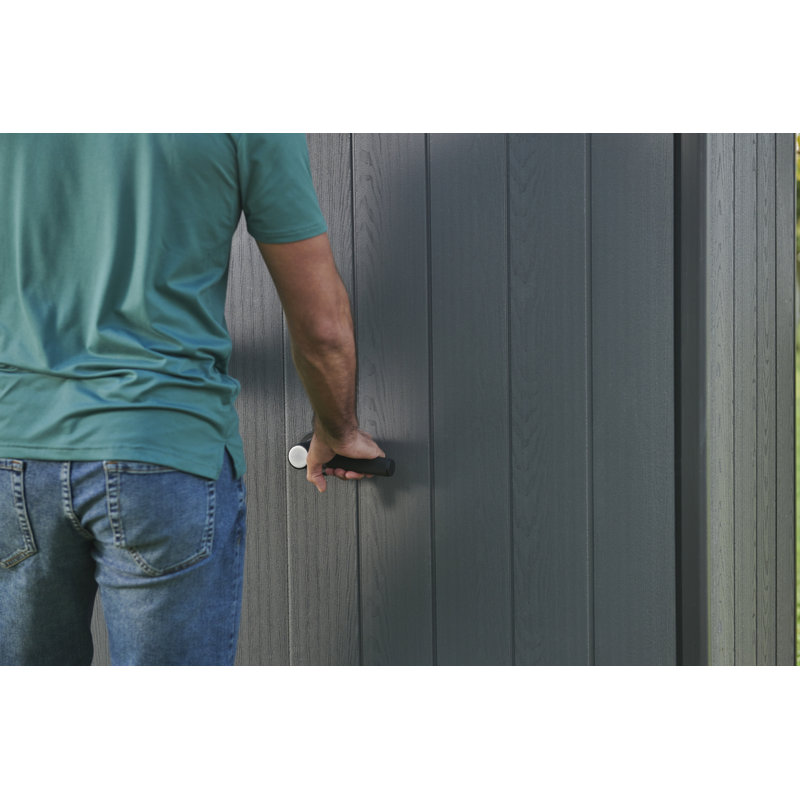 Gray Resin Vertical Outdoor Storage Shed with Double Doors