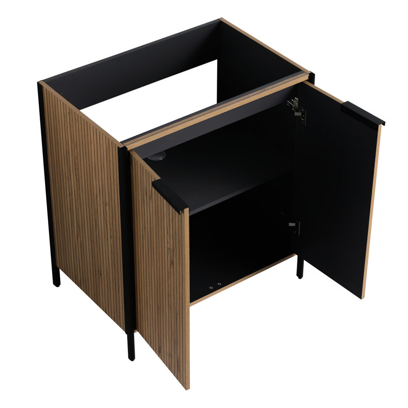 Unité de rangement de salle de bain 30 po - meuble-lavabo en contreplaqué de café, fabrication de meuble moderne peu encombrante