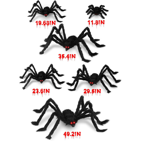 Kit Décoration Halloween Effrayant - Araignée Géante 200cm + Toile 60g + 10 Araignées + 12 Chauves-Souris