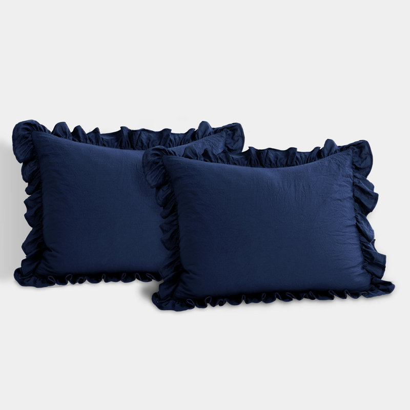 Reyna Microfiber 3 Piece Comforter Set, Full/Queen Comforter + 2 Standard Shams, Navy