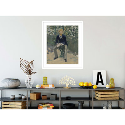 «George Moore in the Artist's Garden» par Édouard Manet, impression giclée encadrée